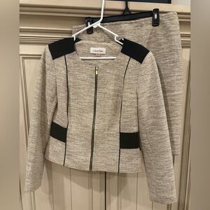 Calvin Klein Women's Black and Cream Blazer and Skirt